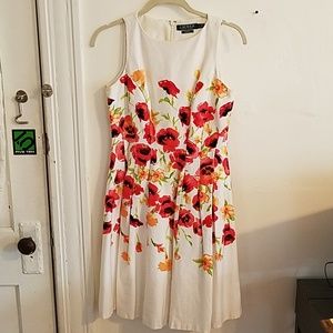 Red and white poppy floral dress